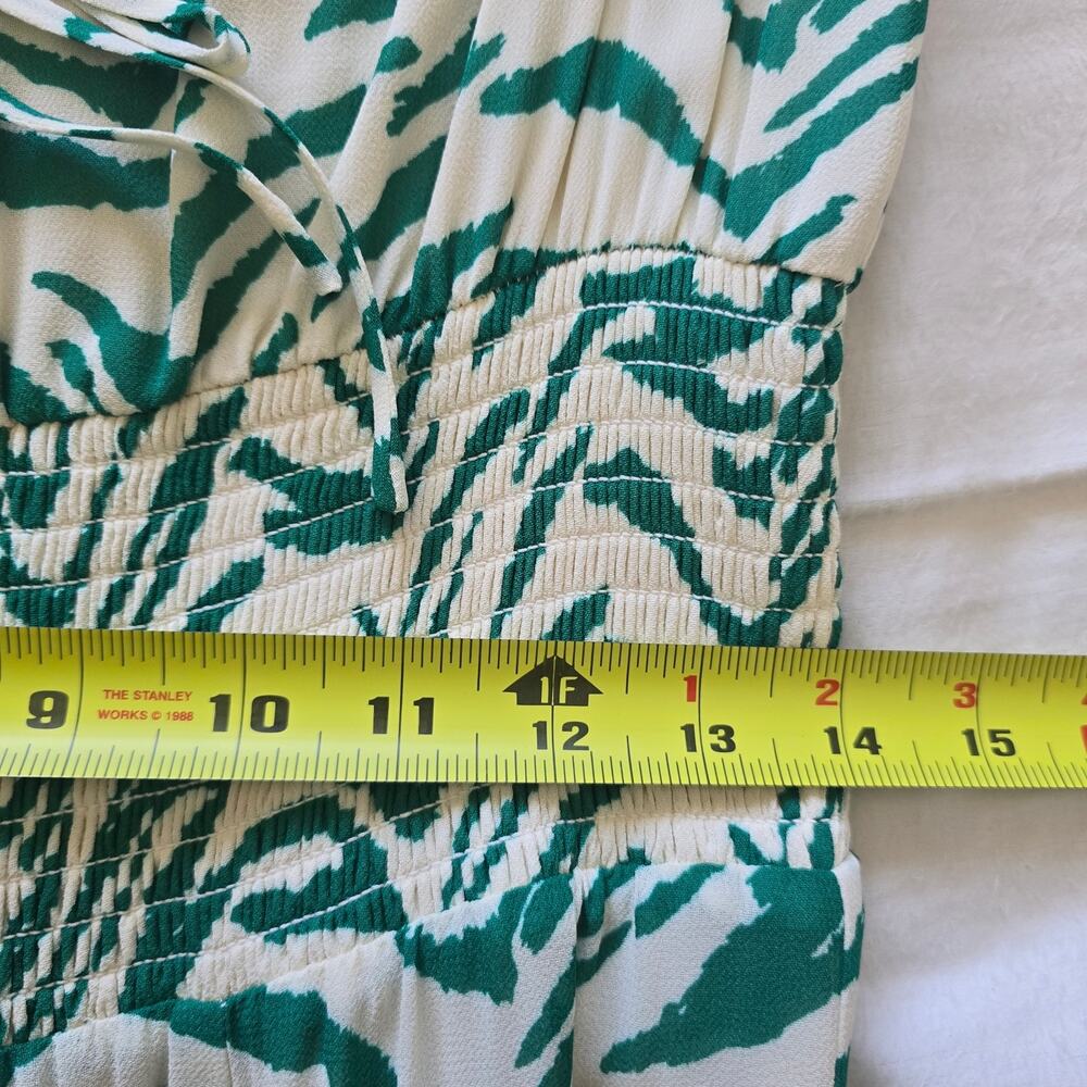 Reformation Bran Milkmaid Midi Dress Size 12 Kelly Green White Zebra Print - Picture 9 of 10